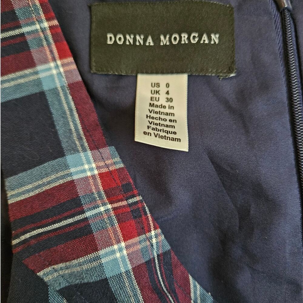 Donna Morgan Plaid Fit Flare Dress Size 0 - Picture 5 of 7